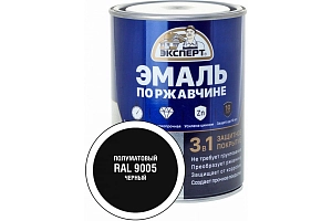 Грунт-эмаль по ржавч. 3в1, черная п/мат RAL 9005 (10кг)  ЭКСПЕРТ  