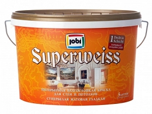 Краска  JOBI  SUPERWEISS латексн,с/бел.мат. д/стен и потолк. ВЛАГОСТОЙКАЯ,  2.5л   (м)