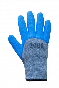 Перчатки акрил/латекс вспененный,полуоблив, утепл.серо-синие 300# (уп.12 пар)