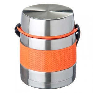 Термос метал SATOSHI 1,0 л "Ямато" ланч бокс с широким горлом, метал + резина оранж.