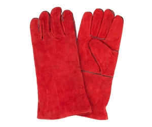 Краги-перчатки сварщика спилк с подкладом длинные Красные Трек(уп.12/144шт)    