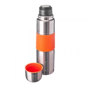 Термос метал SATOSHI 0,75 л "Буллет" метал+резина оранж.