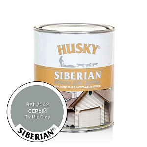 Краска HUSKY SIBERIAN для дерева серая п/мат, акриловая с натур.воском  2,7л  /уп.3шт/