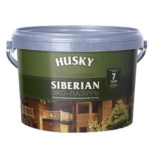 Деревозащит. ср-во акрил. Антисептик ЭКО-ЛАЗУРЬ HUSKY SIBERIAN (защита 7 лет) б/цв 2,5л /уп.3шт/