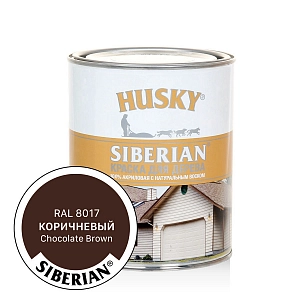 Краска HUSKY SIBERIAN для дерева коричневая п/мат, акриловая с натур.воском  0,9л  /уп.6шт/
