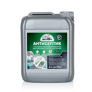 Деревозащит. ср-во  АНТИСЕПТИК трудновымываемый д/стен и потолков 5л  ЭКСПЕРТ 