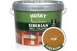 Деревозащит. ср-во акрил. Антисептик ЭКО-ЛАЗУРЬ HUSKY SIBERIAN (защита 7 лет) кедр 9л 