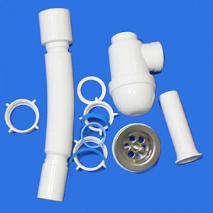 Сифон Ани 1 1/2"*40 бутылка с выпуском и гибк. труб. 40*50  С0110