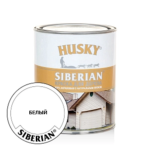 Краска HUSKY SIBERIAN для дерева белая п/мат, акриловая с натур.воском  2,7л  /уп.3шт/