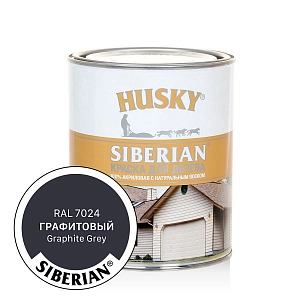 Краска HUSKY SIBERIAN для дерева графитовая п/мат, акриловая с натур.воском  2,7л  /уп.3шт/